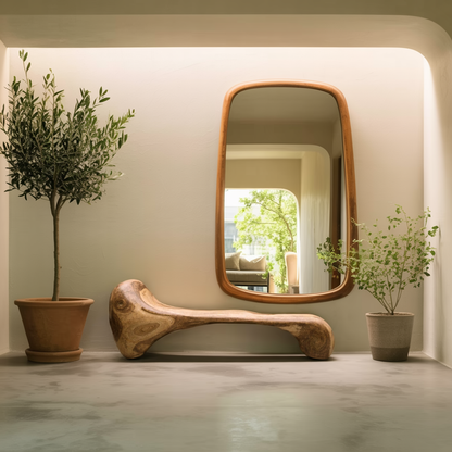 Sculptural Wood Bench For Garden Poolside Or Patio - view 2 of 8