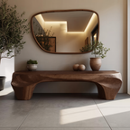 Modern Sculptural Bench And Wall Mirror For Entryway - view 3 of 8