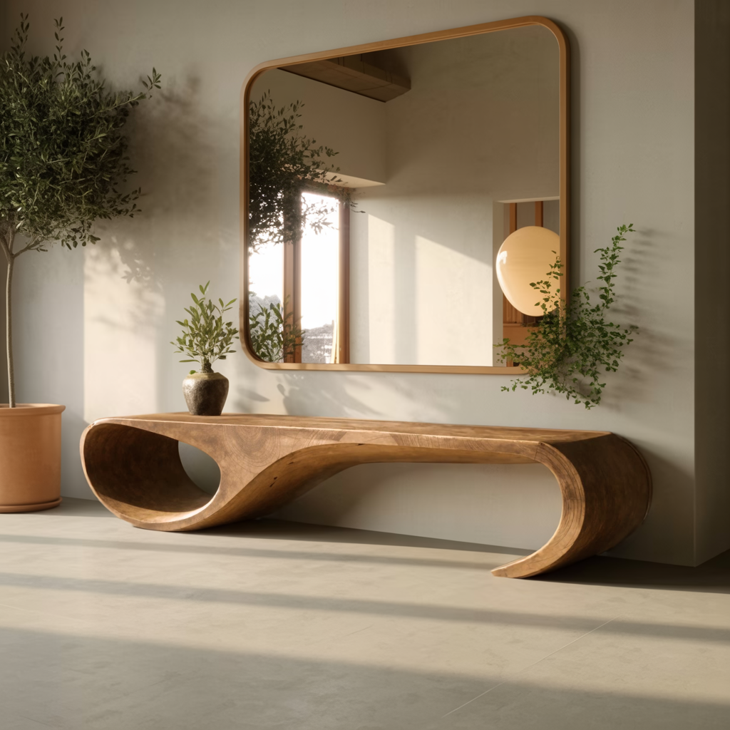 Modern Sculptural Bench For Entryway And Living Room Decor - view 2 of 8