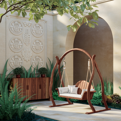Curved Frame Garden Swing Bench For Outdoor Relaxation - view 3 of 8