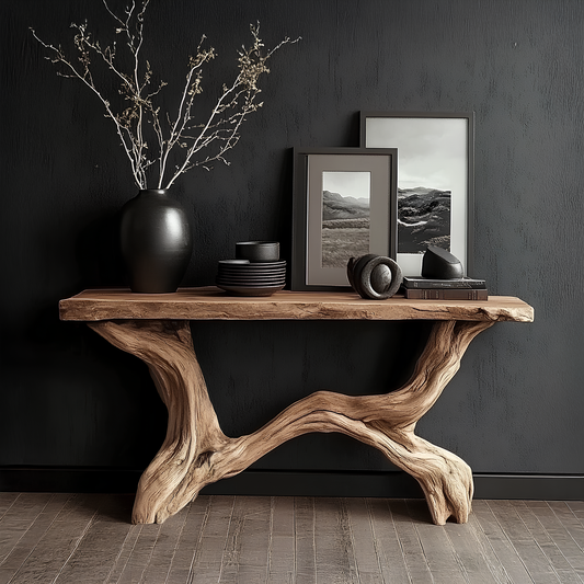 Live Edge Console Table Solid Wood Rustic Driftwood Gift - view 1 of 8