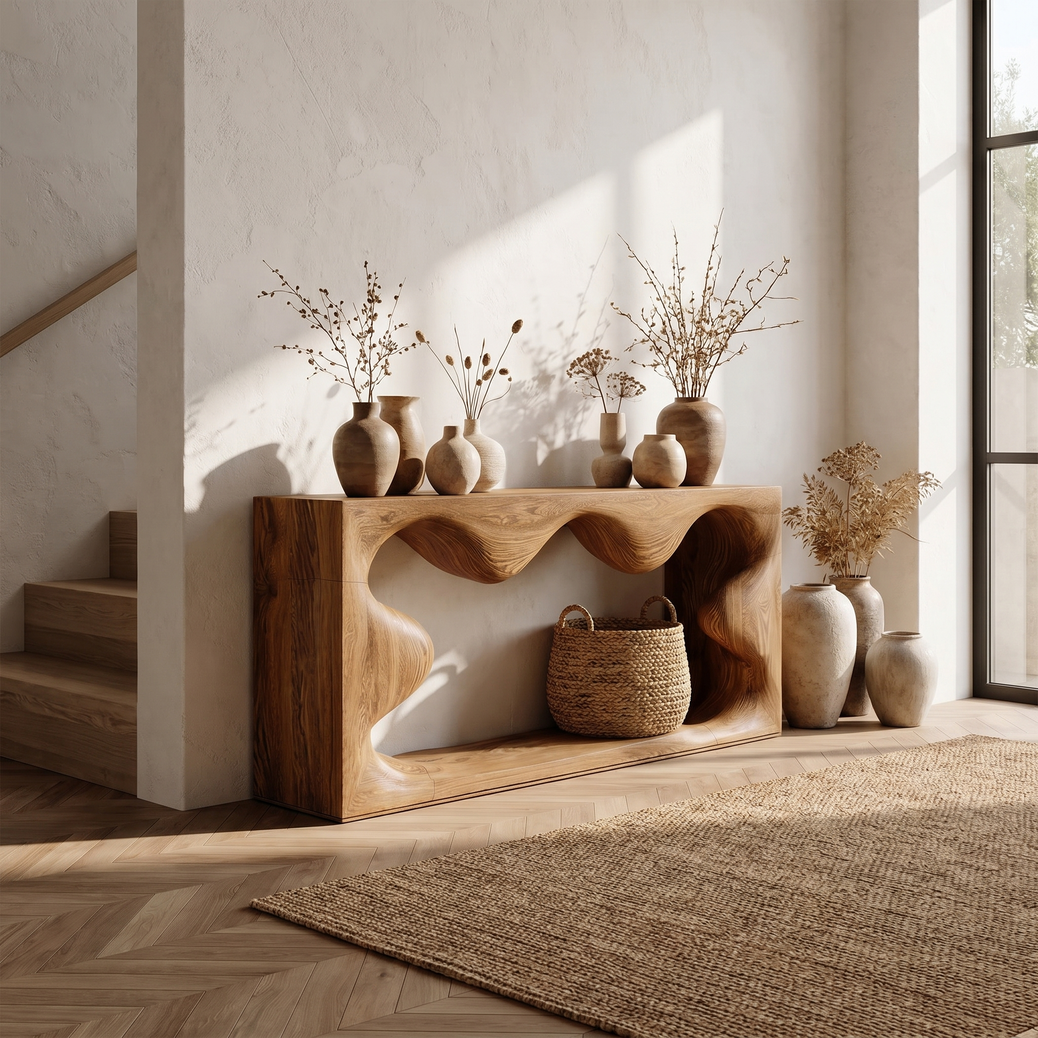 Midcentury Curved Console Table Living Room - view 1 of 8