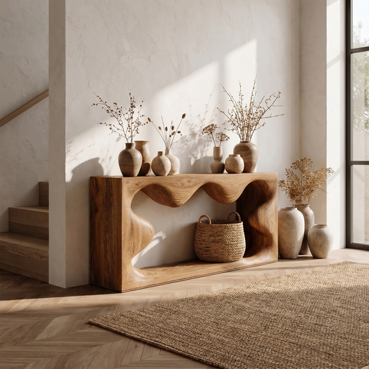 Midcentury Curved Console Table Living Room - view 1 of 8