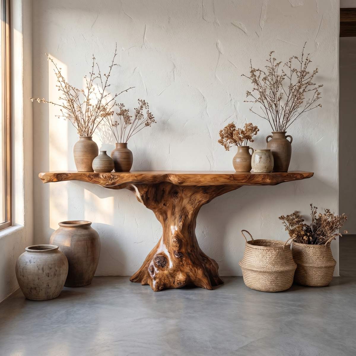 Rustic Console Table Organic Wood Slab Artist Studio - view 1 of 8