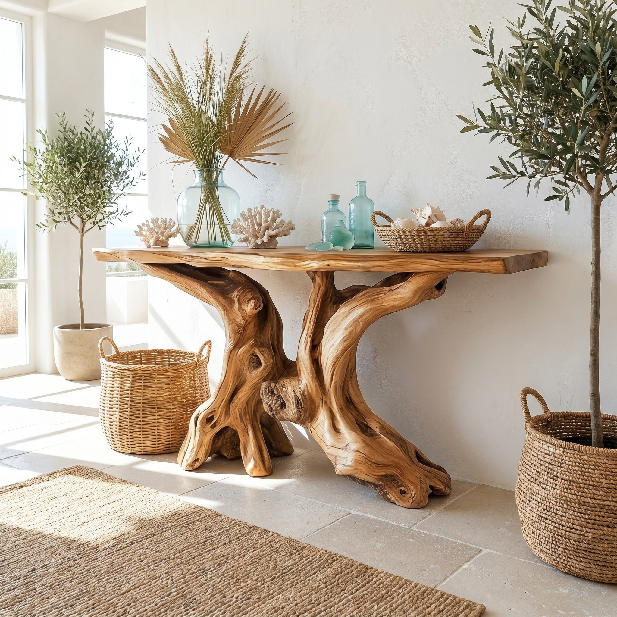 Mid Century Organic Wood Console Table Entryway - view 1 of 8