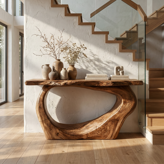 Handcrafted Sculpted Console Table  Living Room Interior Feature Accent - view 1 of 8