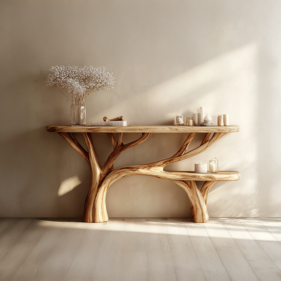 Rustic Tree Design Console Table Living Room Entryway - view 5 of 8
