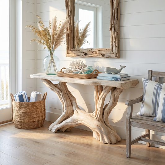 Coastal Rustic Organic Console Table Living Room And Entryway - view 1 of 8