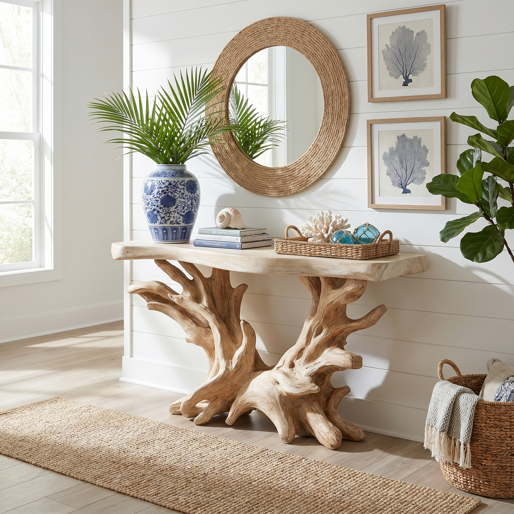 Coastal Rustic Organic Console Table Living Room And Bedroom - view 1 of 8