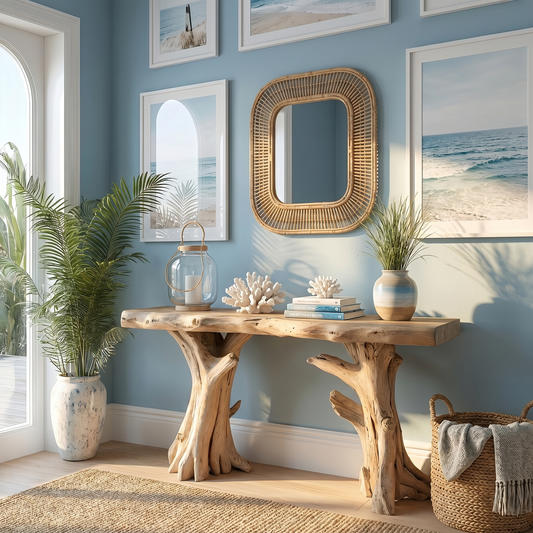 Coastal Driftwood Console Table  Natural Tree Trunk Legs - view 1 of 8