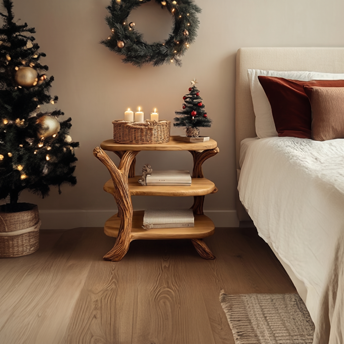 Rustic Tree Nightstand Christmas Holiday Bedroom Decor - view 5 of 8