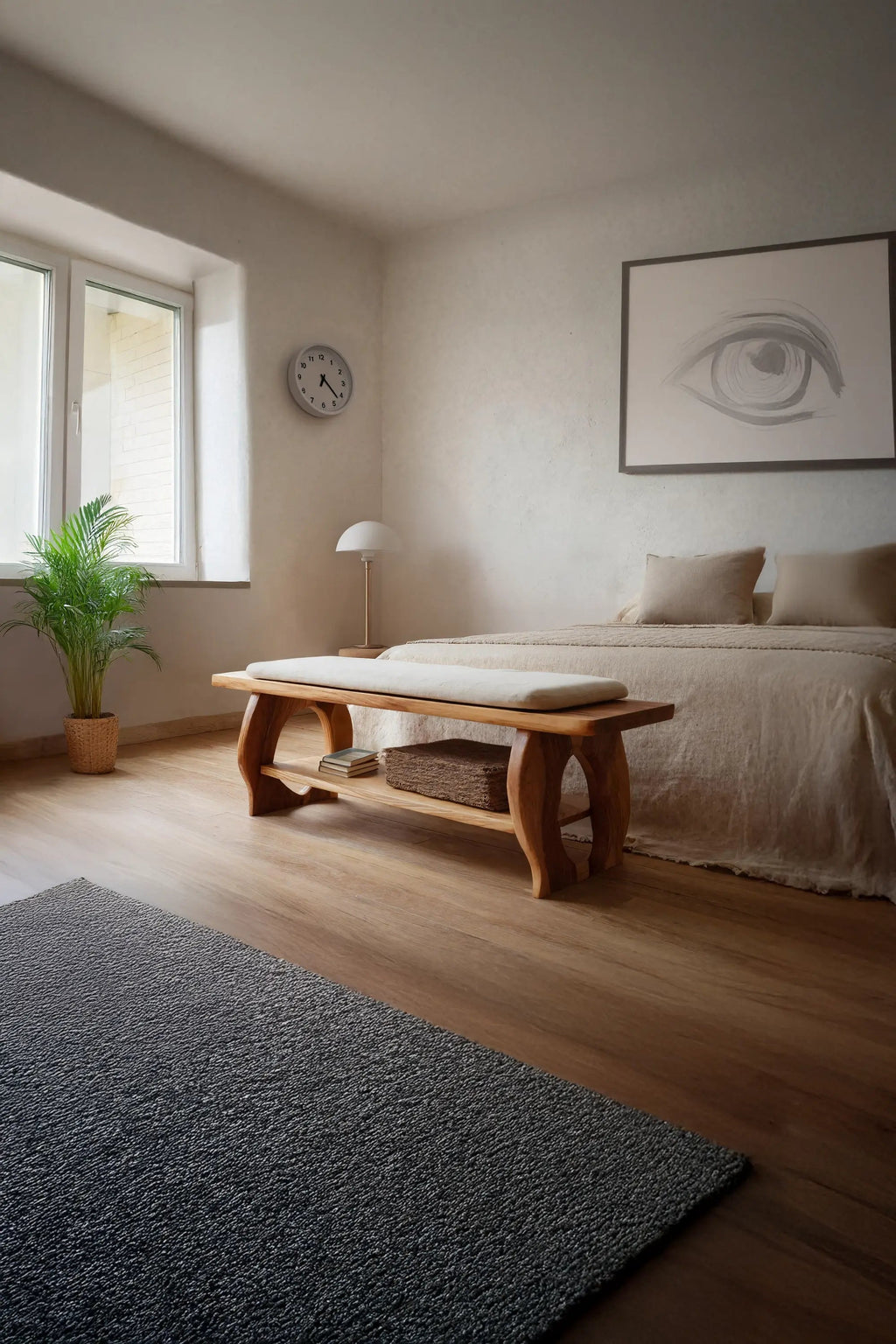 Artisan Curved Wood Bench For Modern Bedroom Design - view 2 of 7
