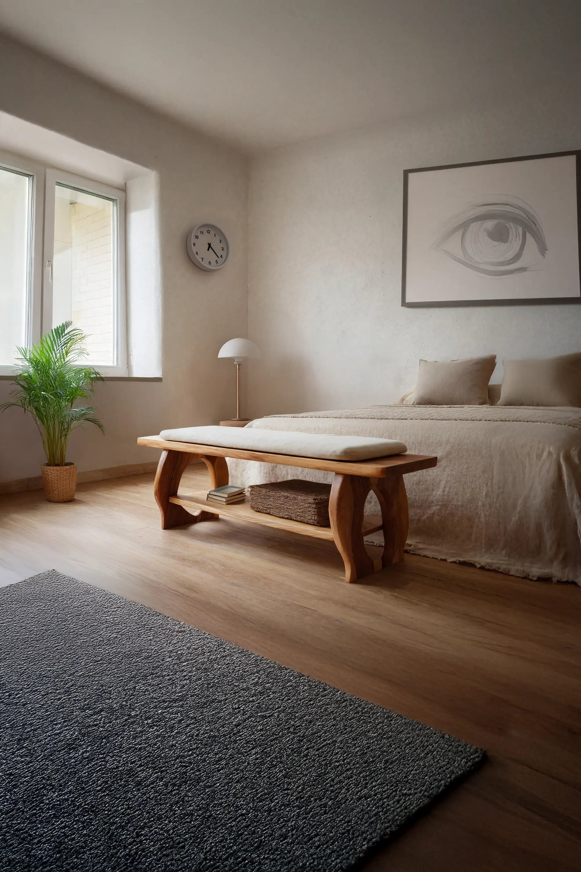 Artisan Curved Wood Bench For Modern Bedroom Design - view 2 of 7