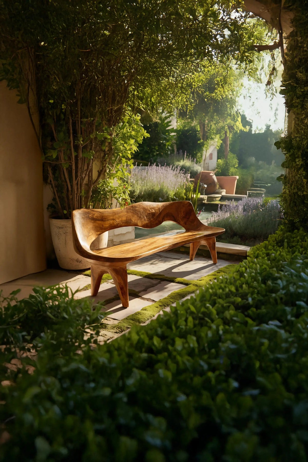 Handcrafted Curved Wood Bench For Outdoor Furniture Styling - view 2 of 7