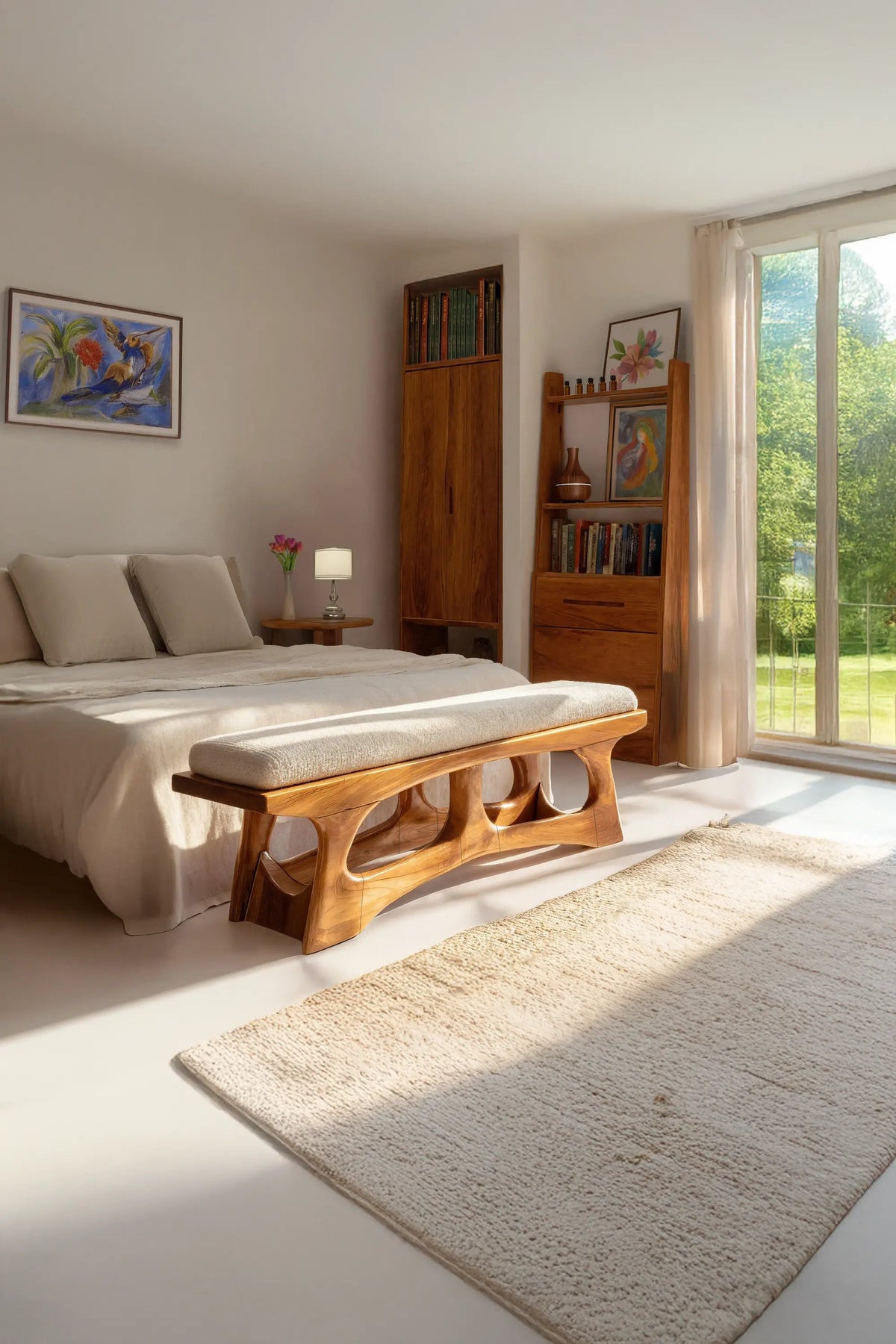 Handcrafted Curved Wood Bench For Furniture Styling - view 2 of 7