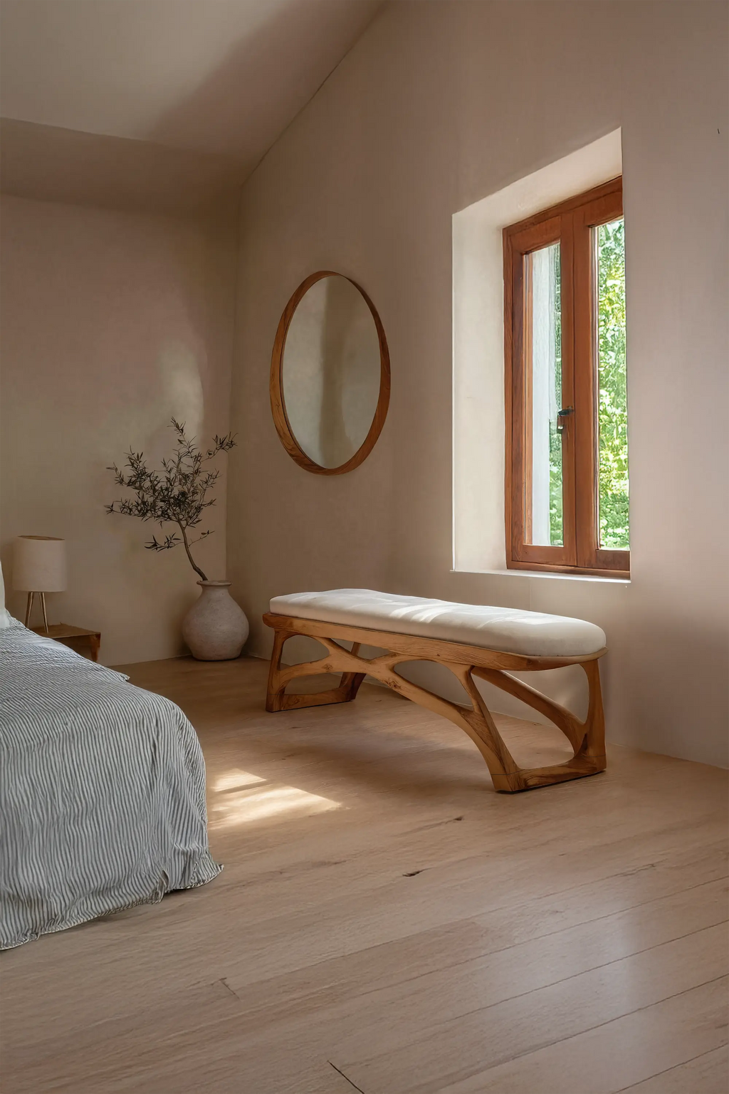 Minimalist Wooden Bench For Bedroom Interior Accent - view 2 of 7