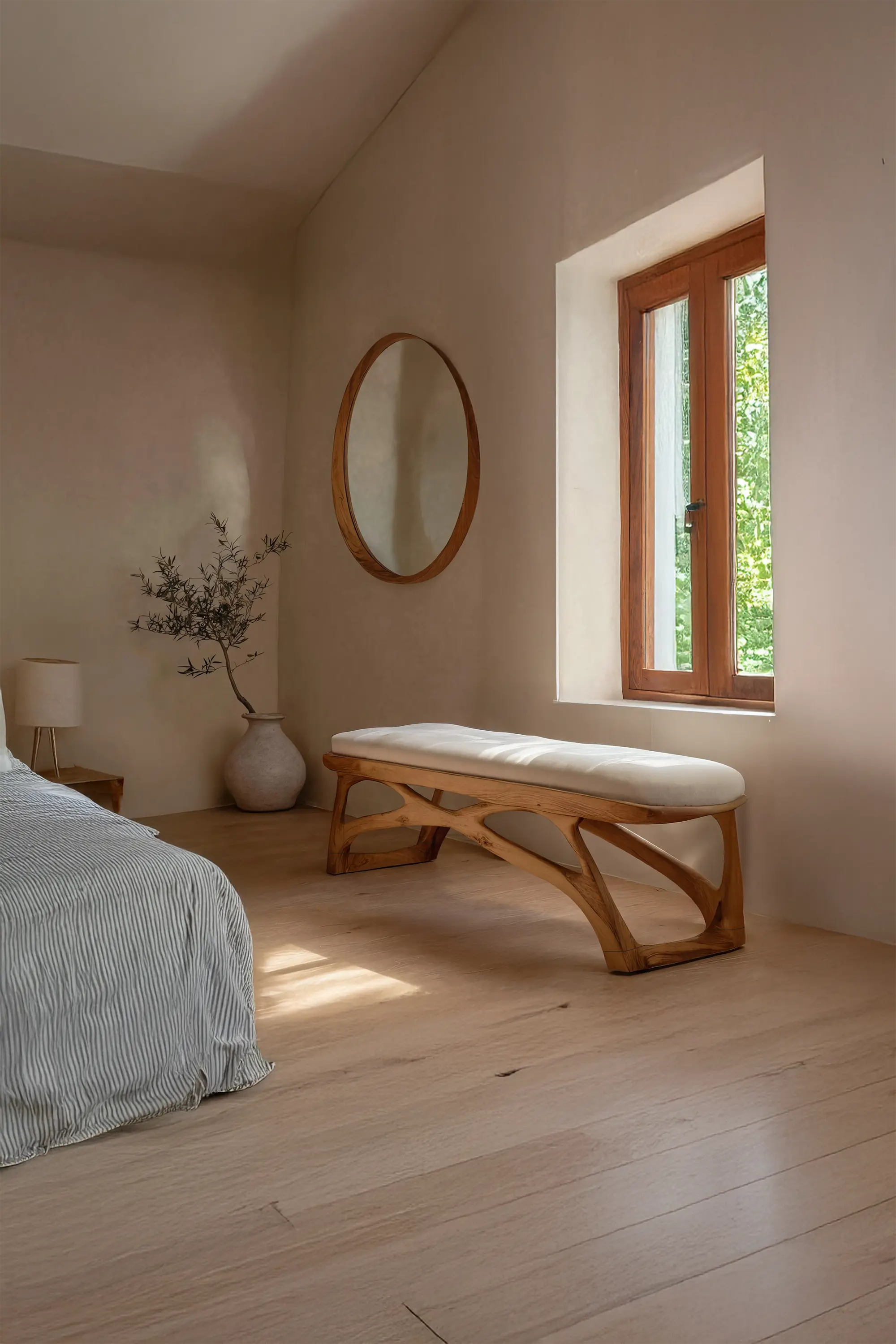Minimalist Wooden Bench For Bedroom Interior Accent - view 2 of 7