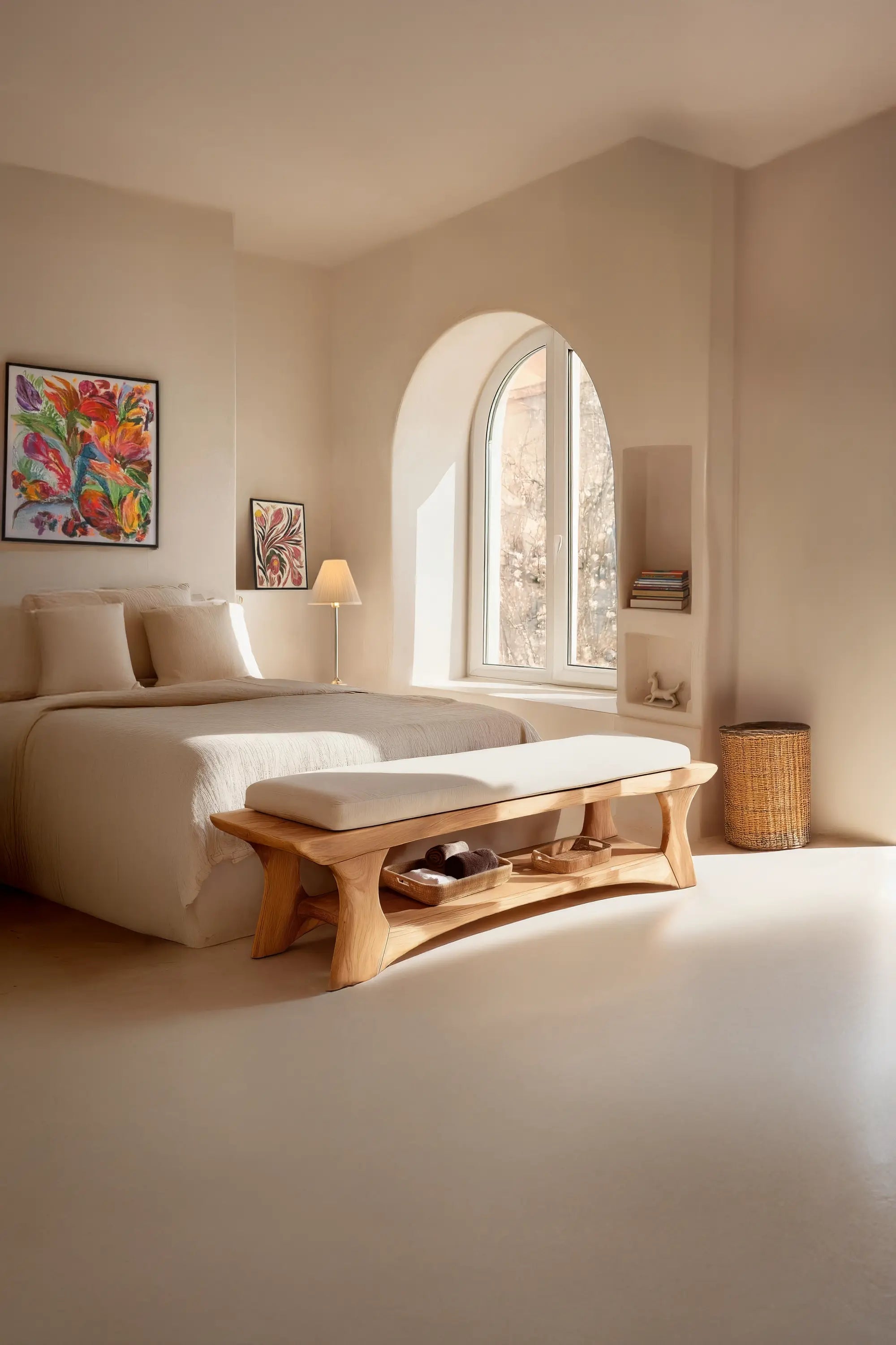 Mid Century Solid Wood Bench For Bedroom Accent - view 2 of 7