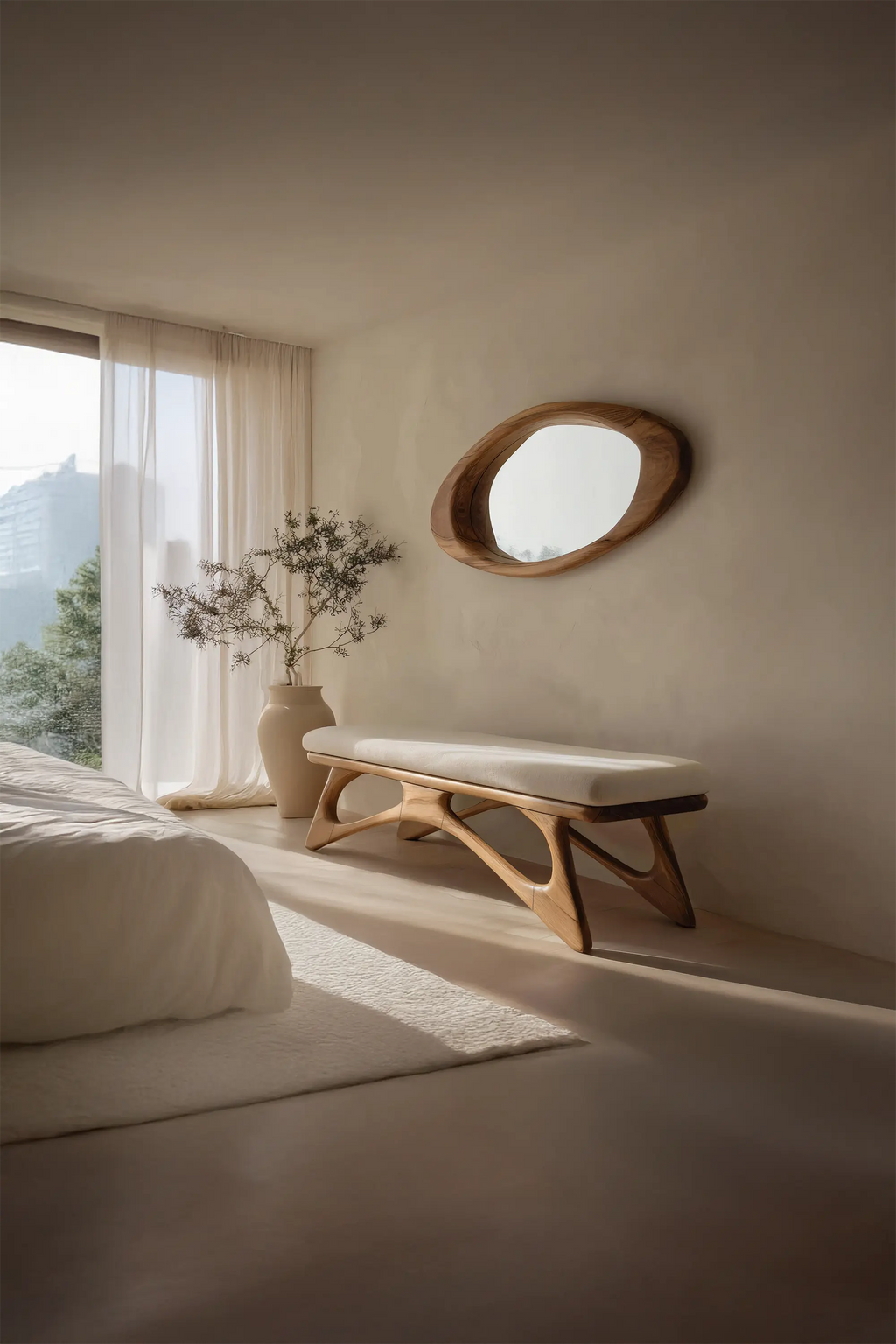 Modern Flowing Wood Bench For Furniture Accent - view 2 of 7