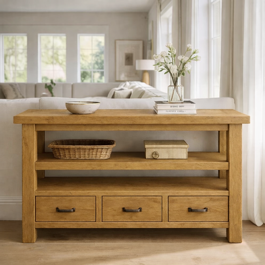 Solid Wood Console Table with Drawers and Open Shelf - view 1 of 9