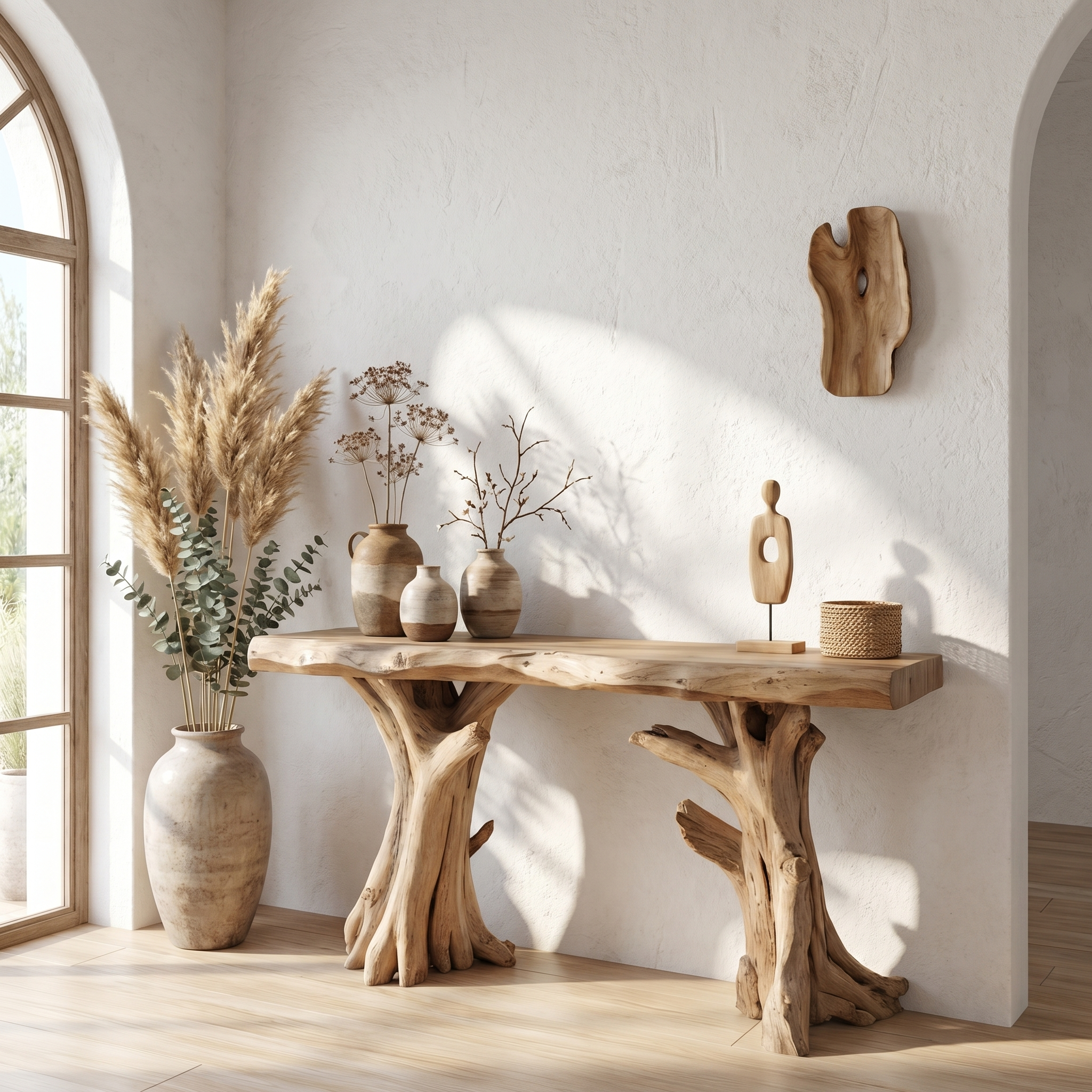 Coastal Driftwood Console Table  Natural Tree Trunk Legs - view 5 of 8