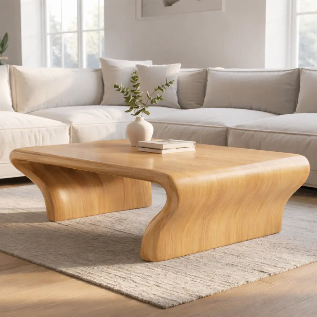 Sculptural Walnut Coffee Table with Curved Design, Modern and Minimalist Living Room Décor - view 3 of 9
