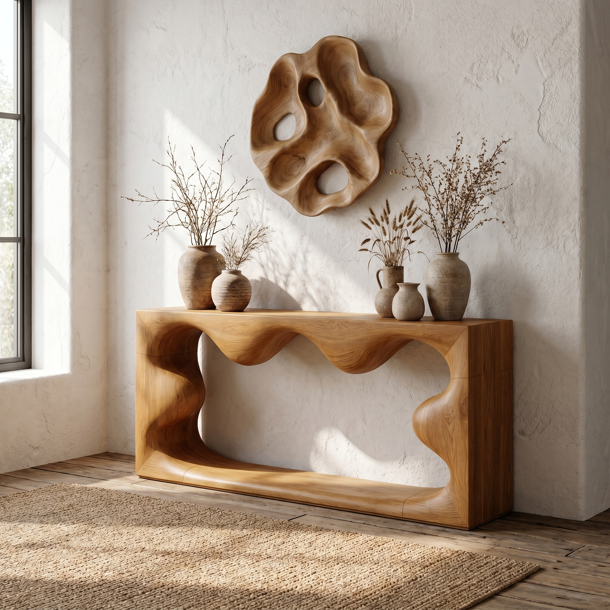 Midcentury Curved Console Table Living Room - view 5 of 8