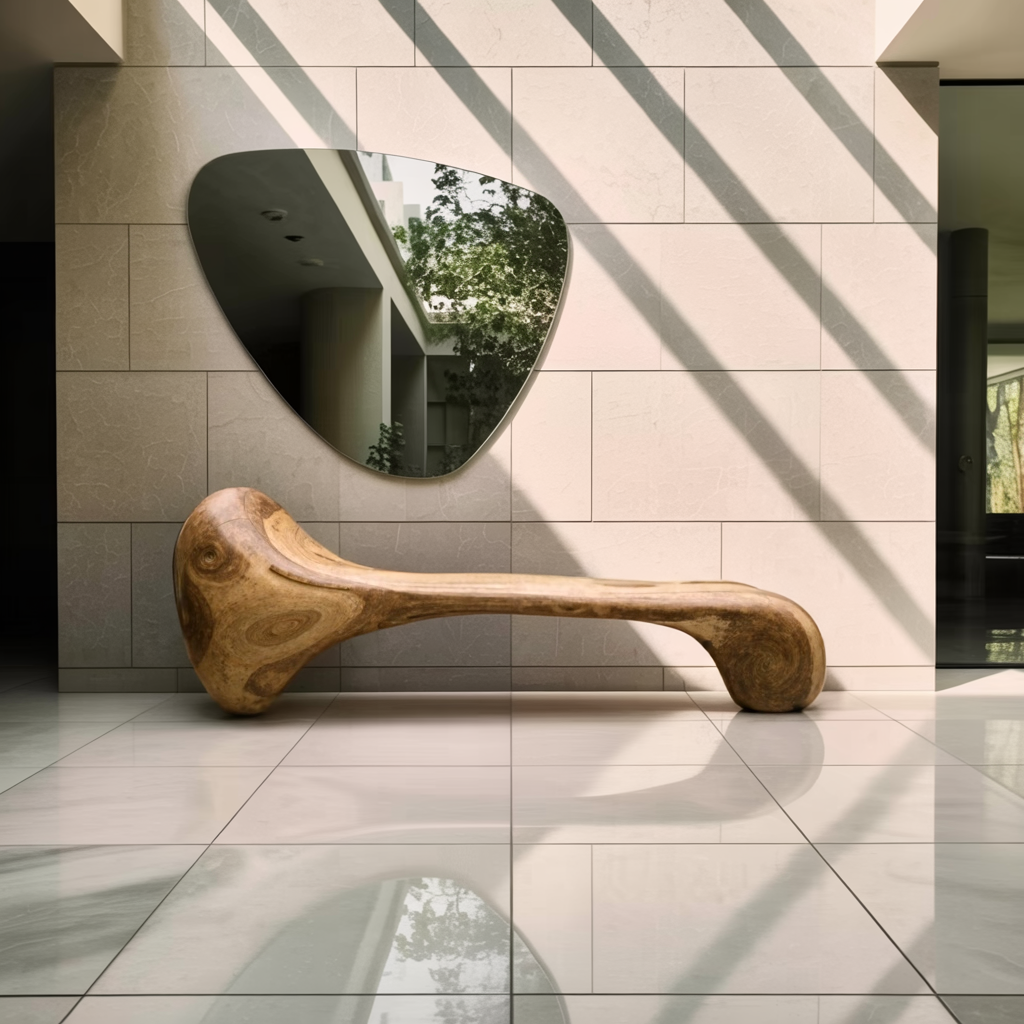 Sculptural Wood Bench For Garden Poolside Or Patio - view 5 of 8