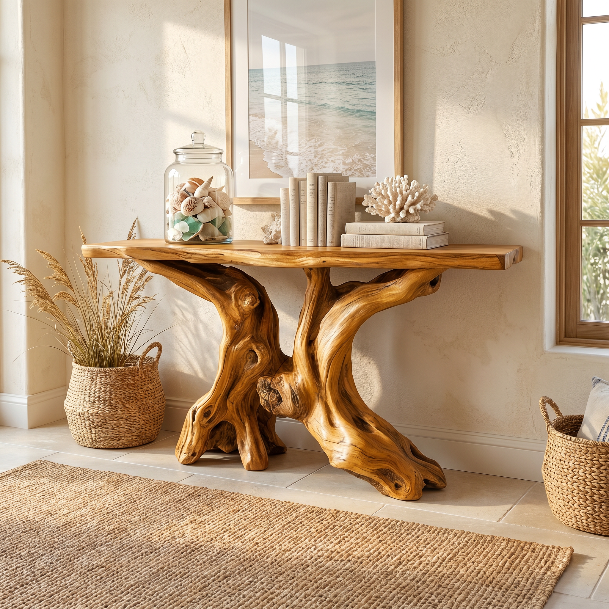 Mid Century Organic Wood Console Table Entryway - view 5 of 8