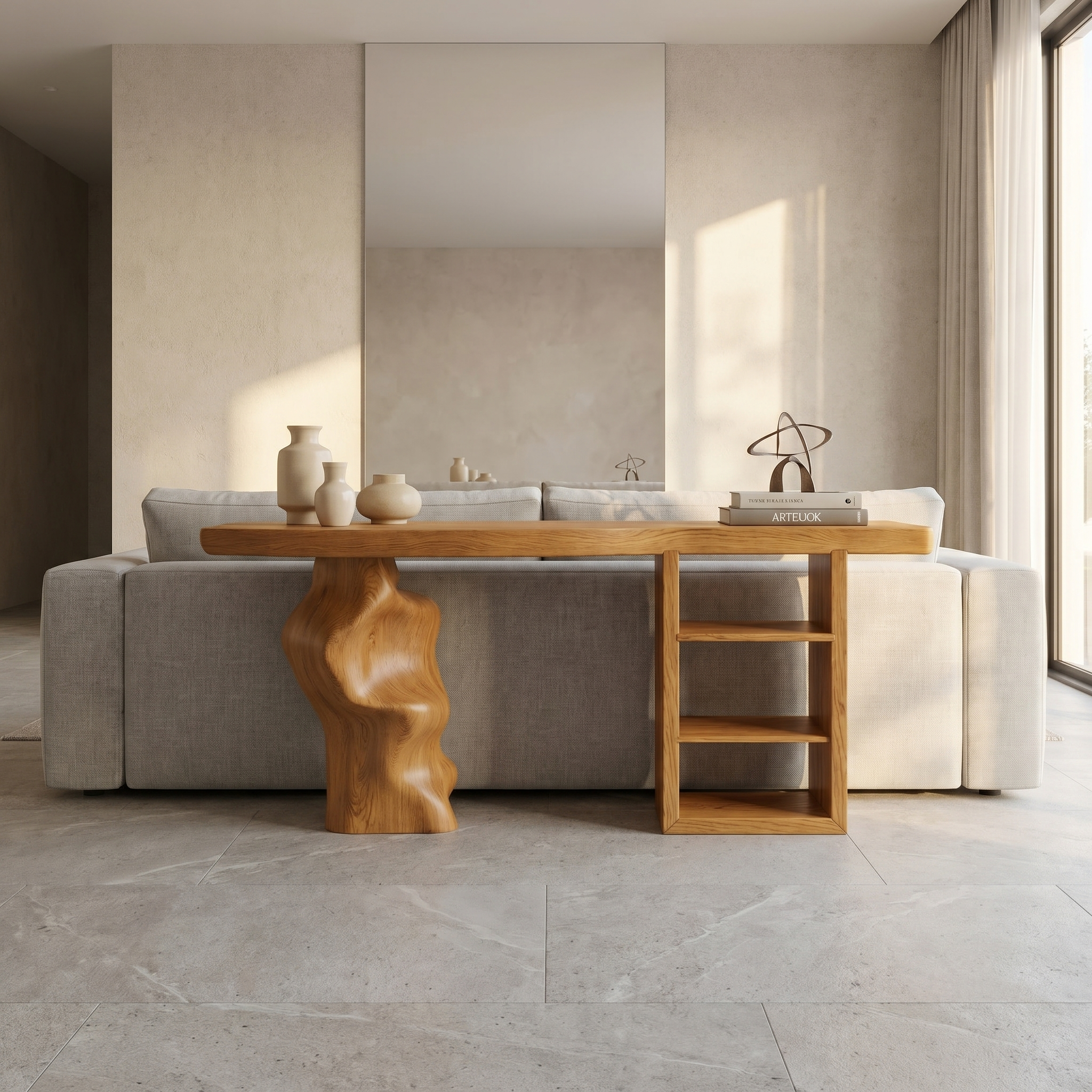 Japandi Organic Modern Console Table Living Room And Entryway - view 5 of 8
