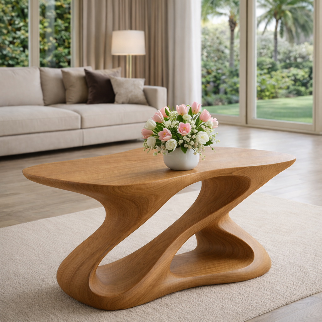 Sculptural Solid Wood Coffee Table for Modern Living Rooms - view 1 of 9