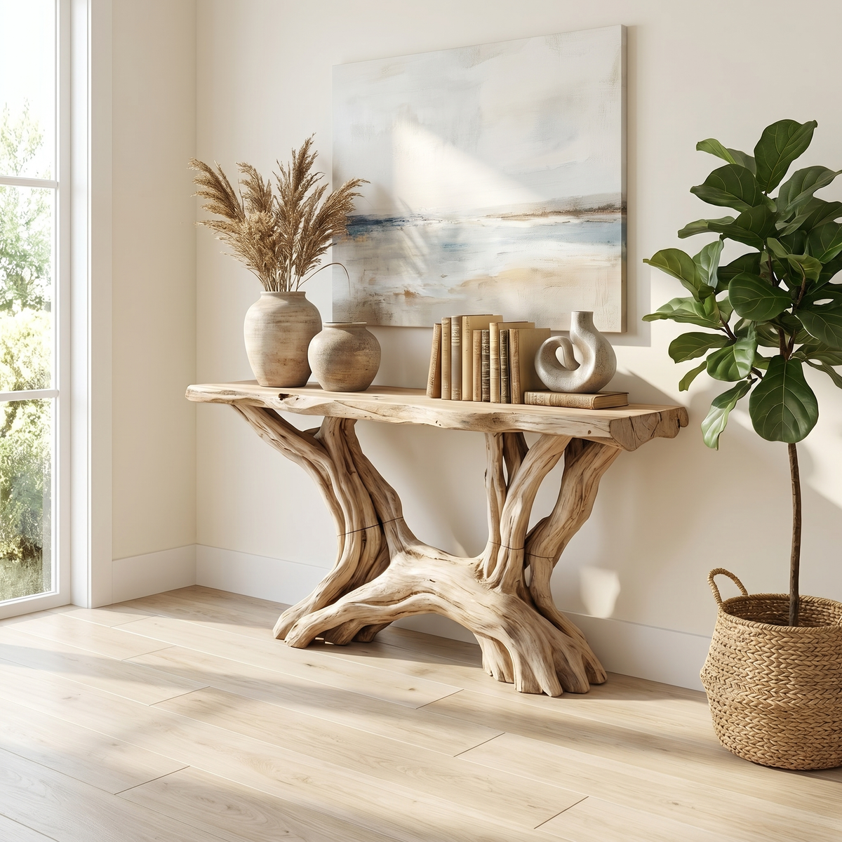 Coastal Rustic Organic Console Table Living Room And Entryway - view 5 of 8