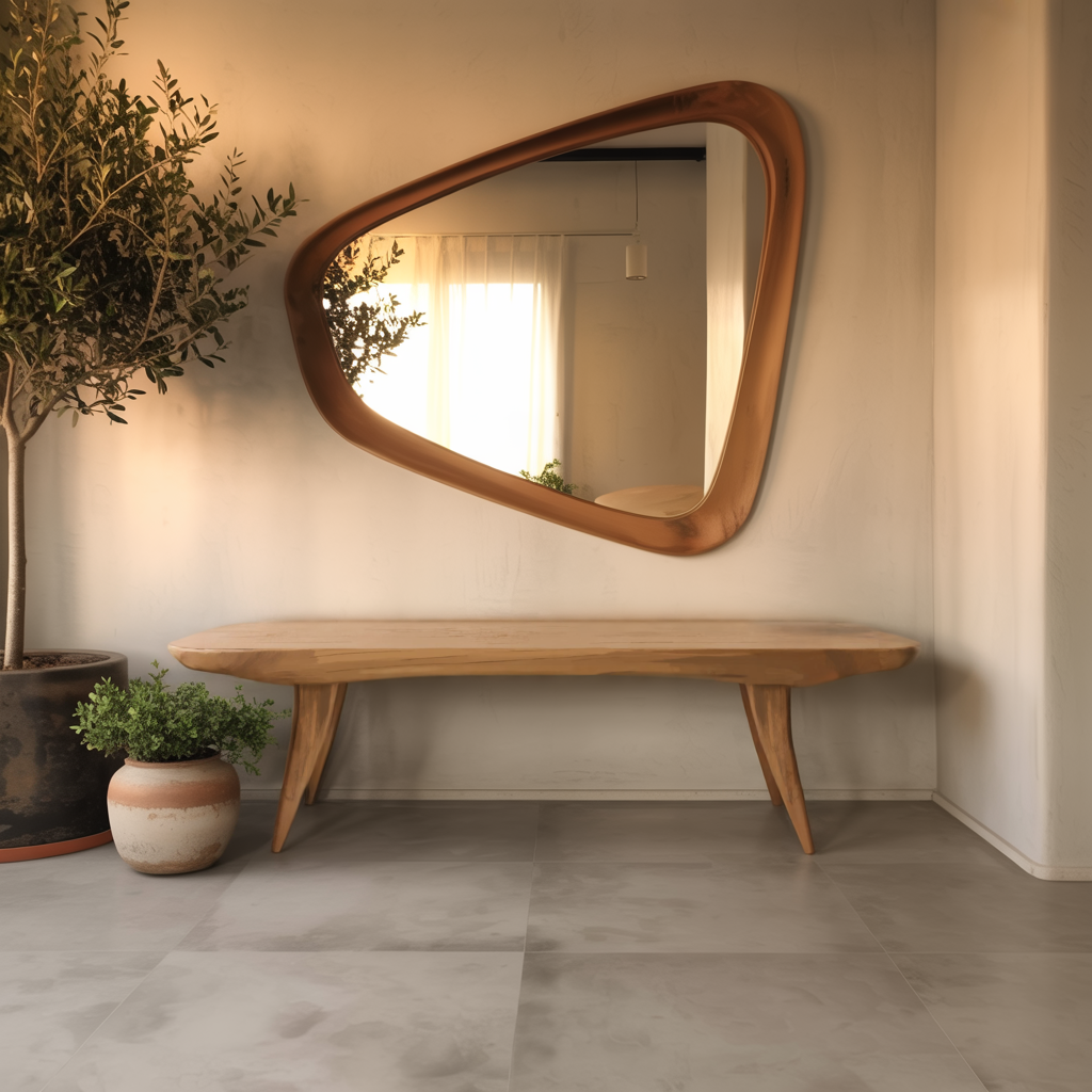 Curved Minimalist Organic Bench For Entryway Bedroom And Living Room - view 6 of 8