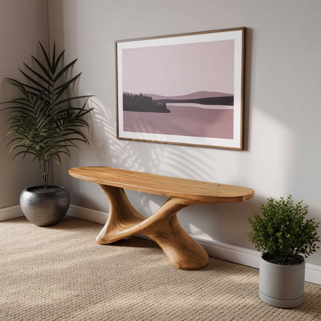 Modern Sculptural Bench With Twisted Base For Entryway - view 5 of 8