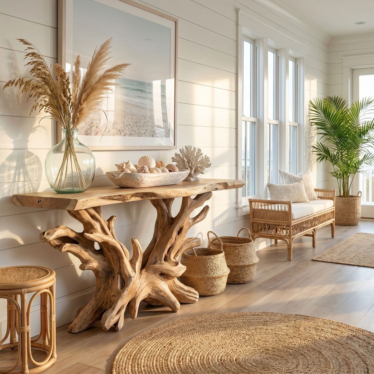 Coastal Rustic Organic Console Table Living Room And Bedroom - view 5 of 8