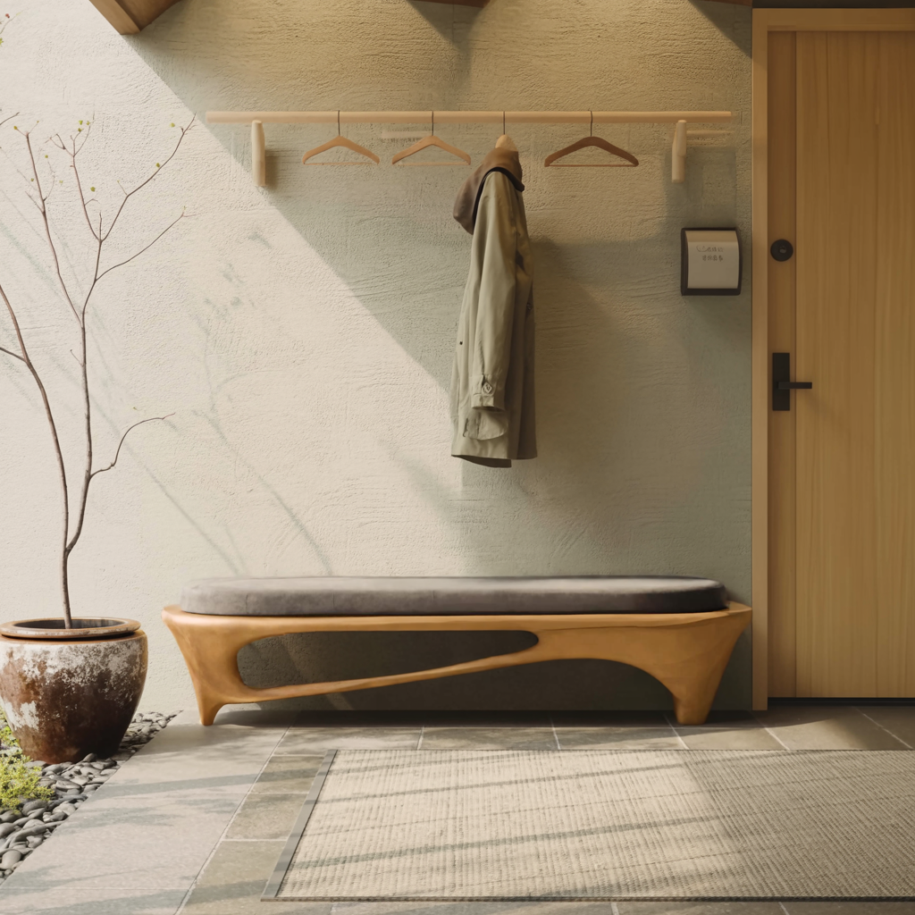 Modern Sculptural Entryway Bench For Living Room - view 5 of 8