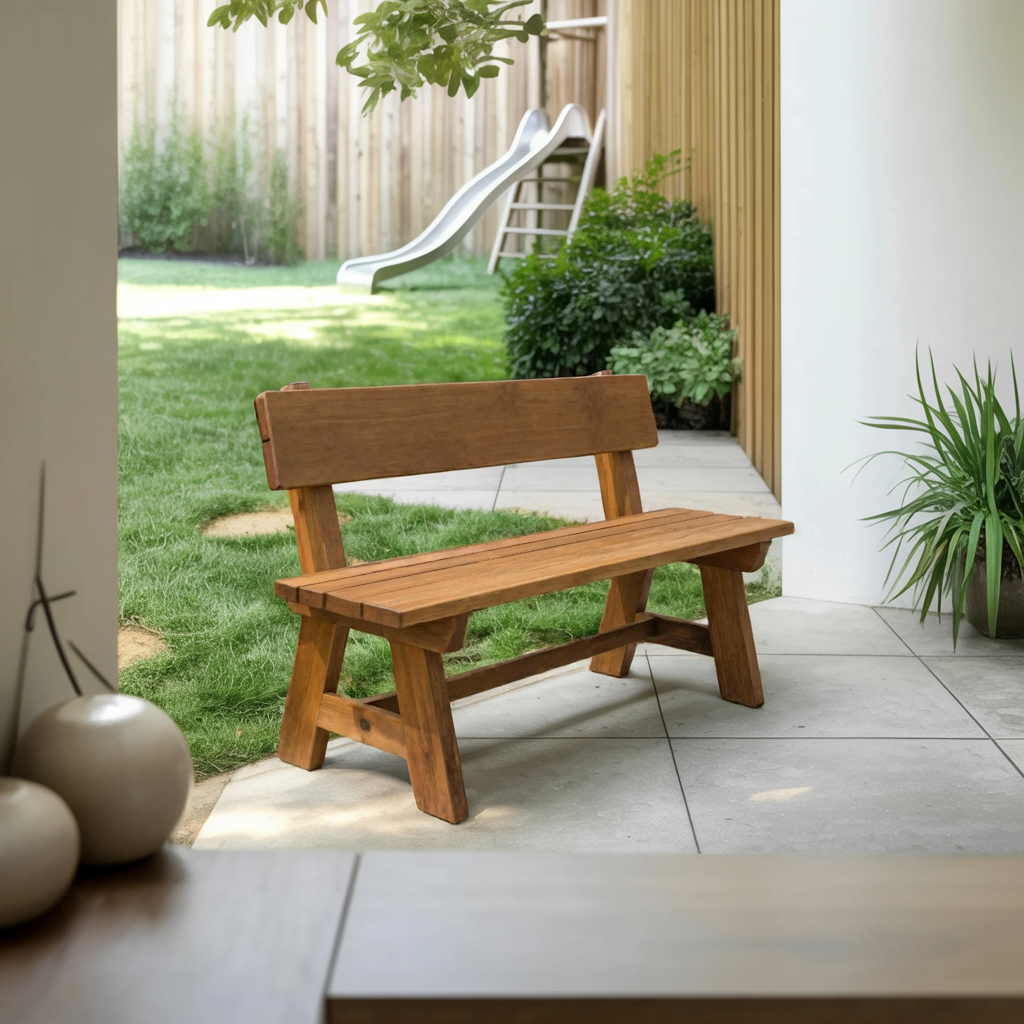 Rustic Garden Bench With Backrest For Patio Or Porch - view 5 of 8