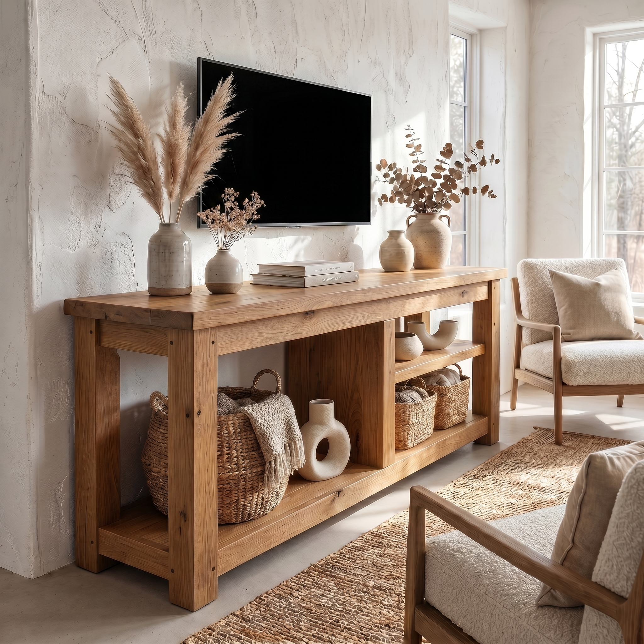 Rustic TV Console Table Living Room - view 5 of 8