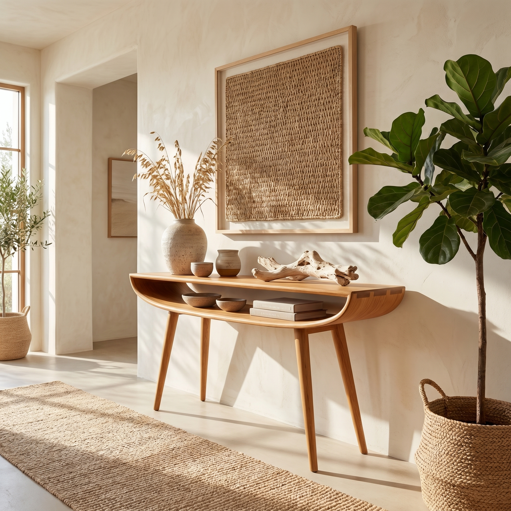 Mid Century Curved Console Table For Entryway And Bedroom - view 5 of 8