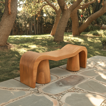 Contemporary Sculpted Wood Bench For Garden Or Patio - view 5 of 8