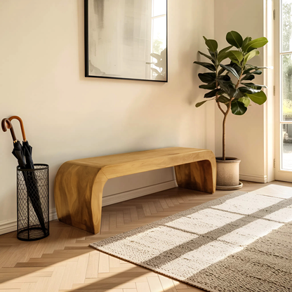 Contemporary Bench With Curved Design For Entryway - view 5 of 8