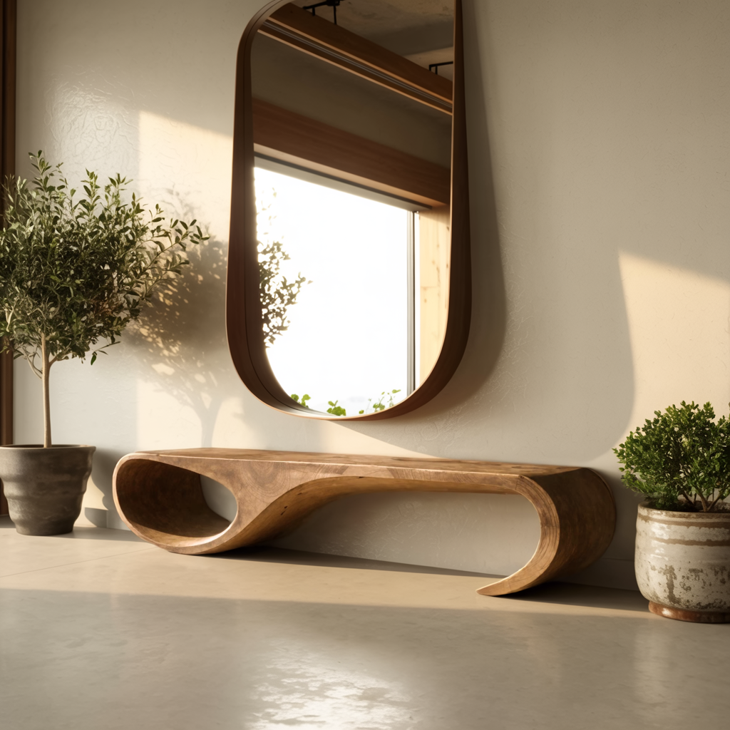 Modern Sculptural Bench For Entryway And Living Room Decor - view 5 of 8