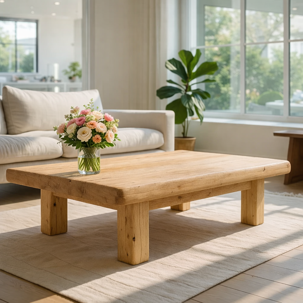 Rustic Solid Wood Coffee Table with Chunky Legs - view 1 of 9