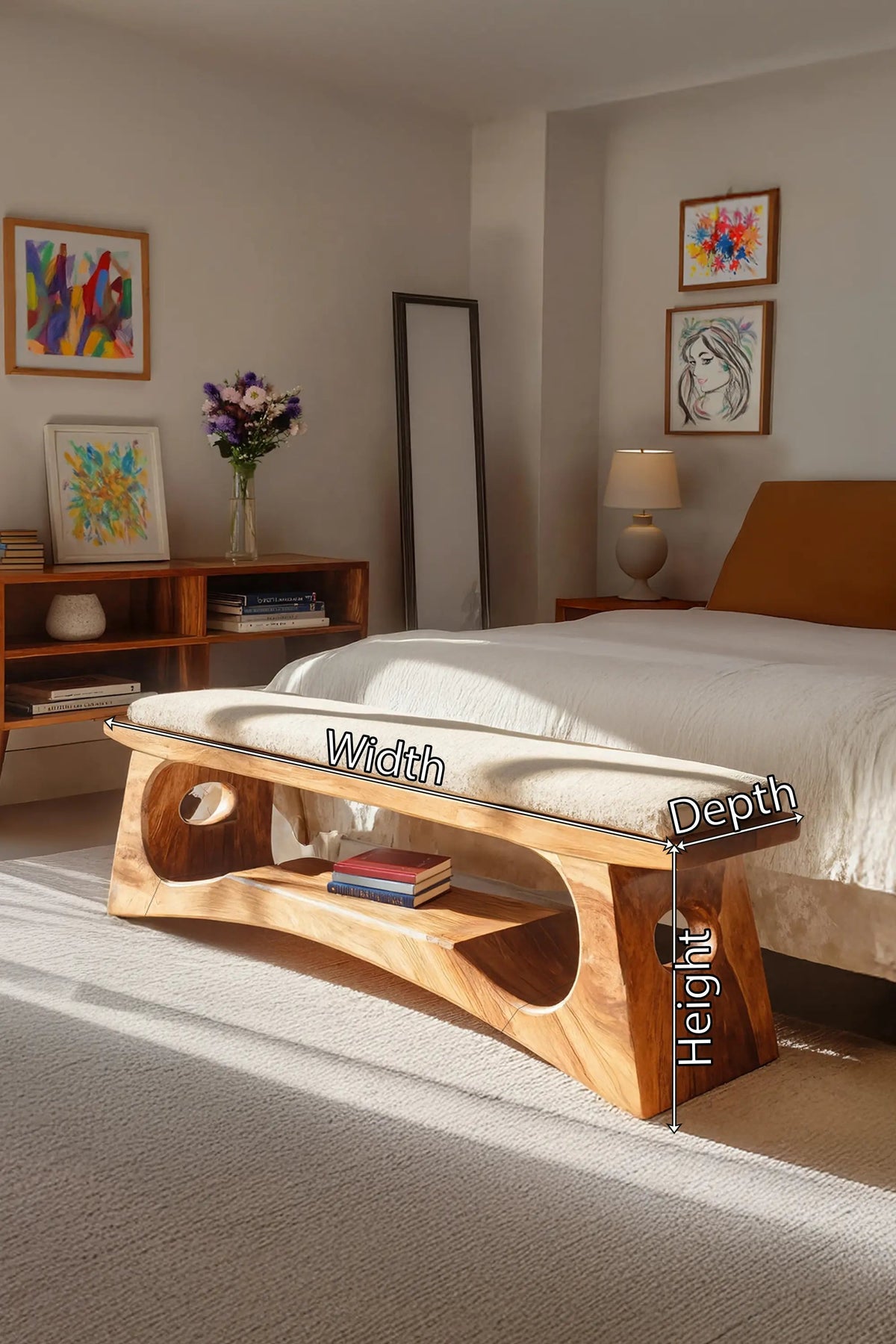 Modern Wooden Bench For Natural Bedroom Decor - view 7 of 7