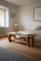 Artisan Curved Wood Bench For Modern Bedroom Design - view 7 of 7