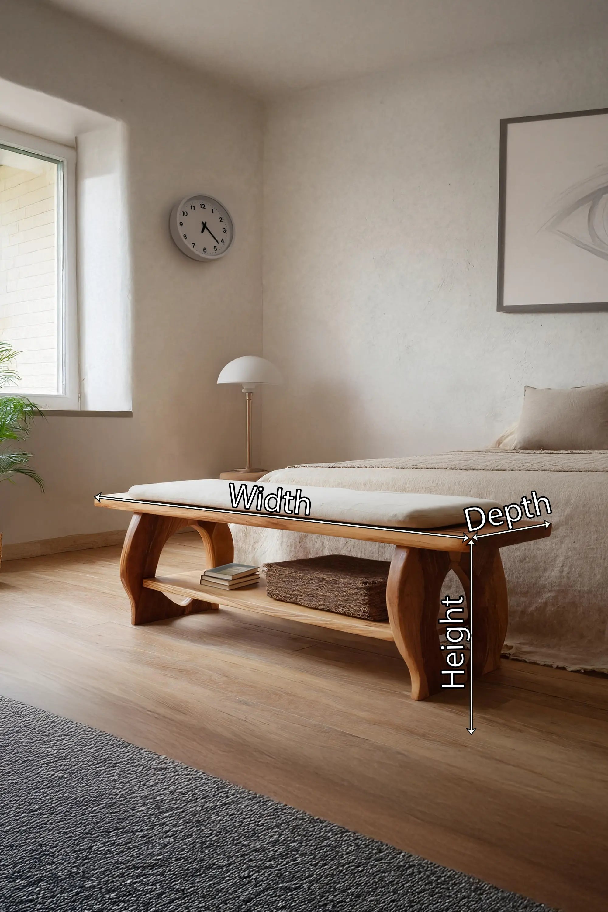 Artisan Curved Wood Bench For Modern Bedroom Design - view 7 of 7
