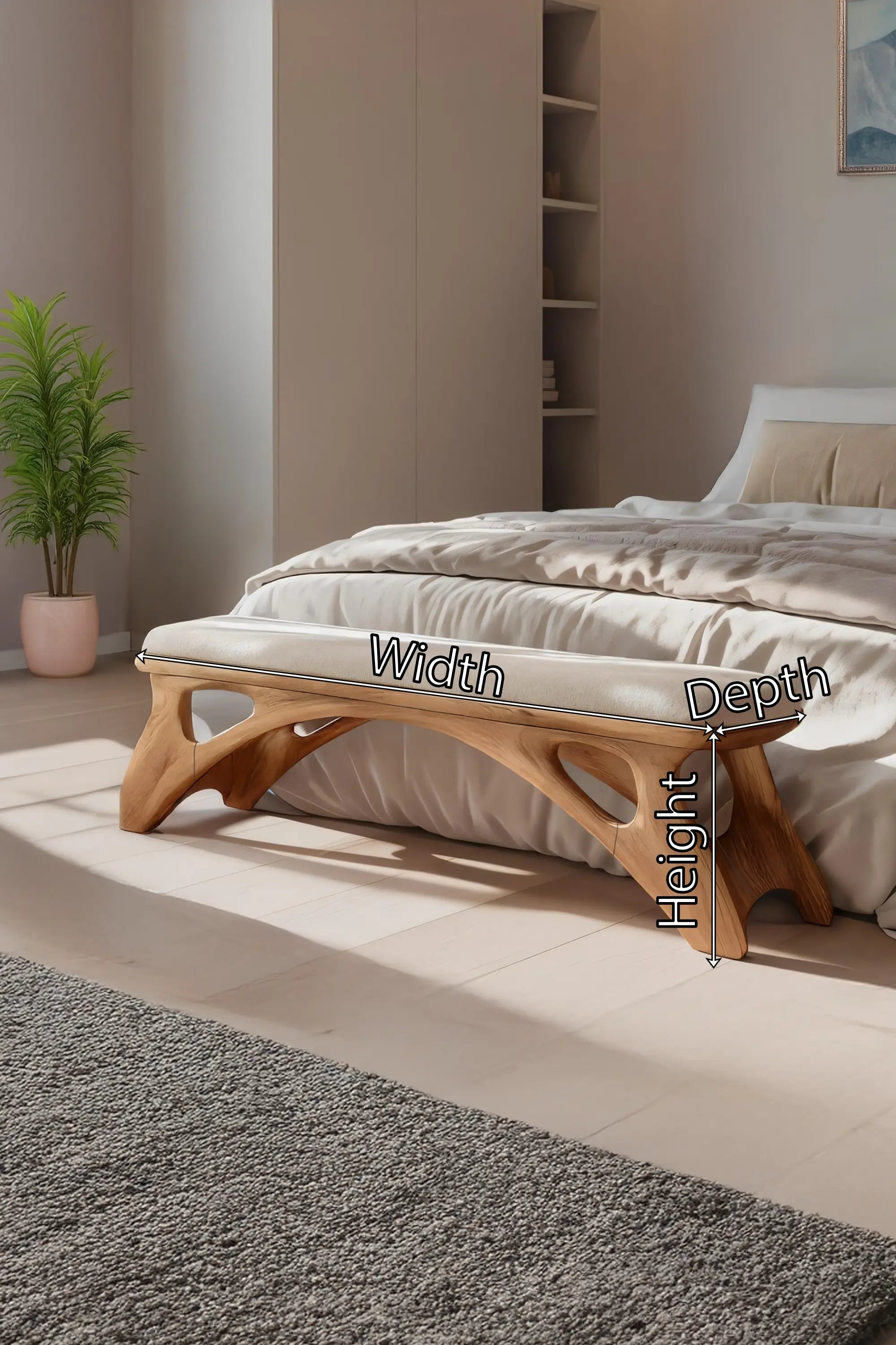 Handcrafted Bedroom Bench For Natural Interior Styling - view 7 of 7