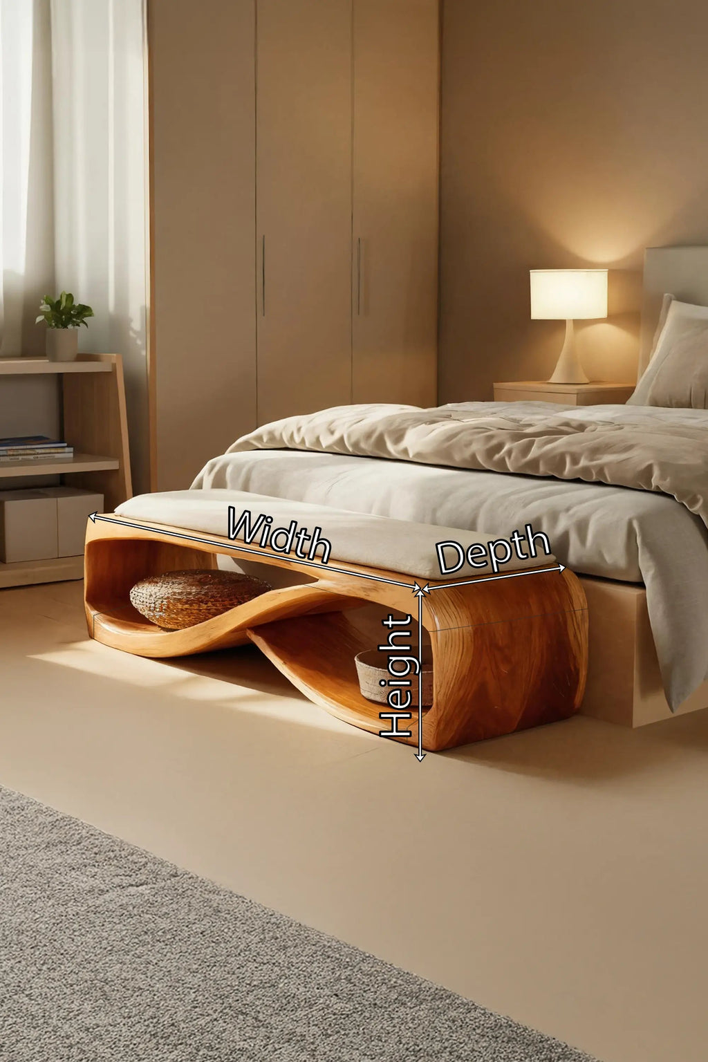 Contemporary Wooden Bench For Bedroom Furniture Decor - view 7 of 7