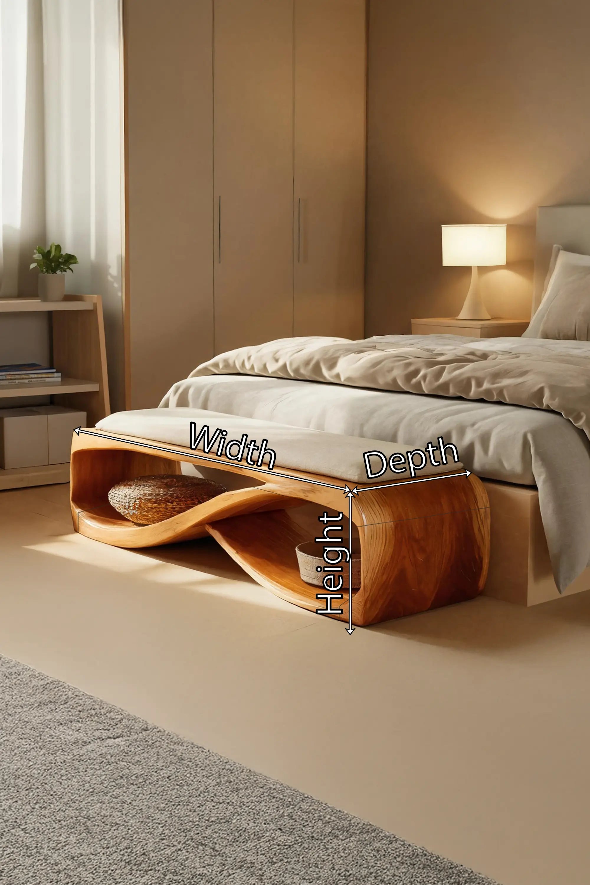 Contemporary Wooden Bench For Bedroom Furniture Decor - view 7 of 7