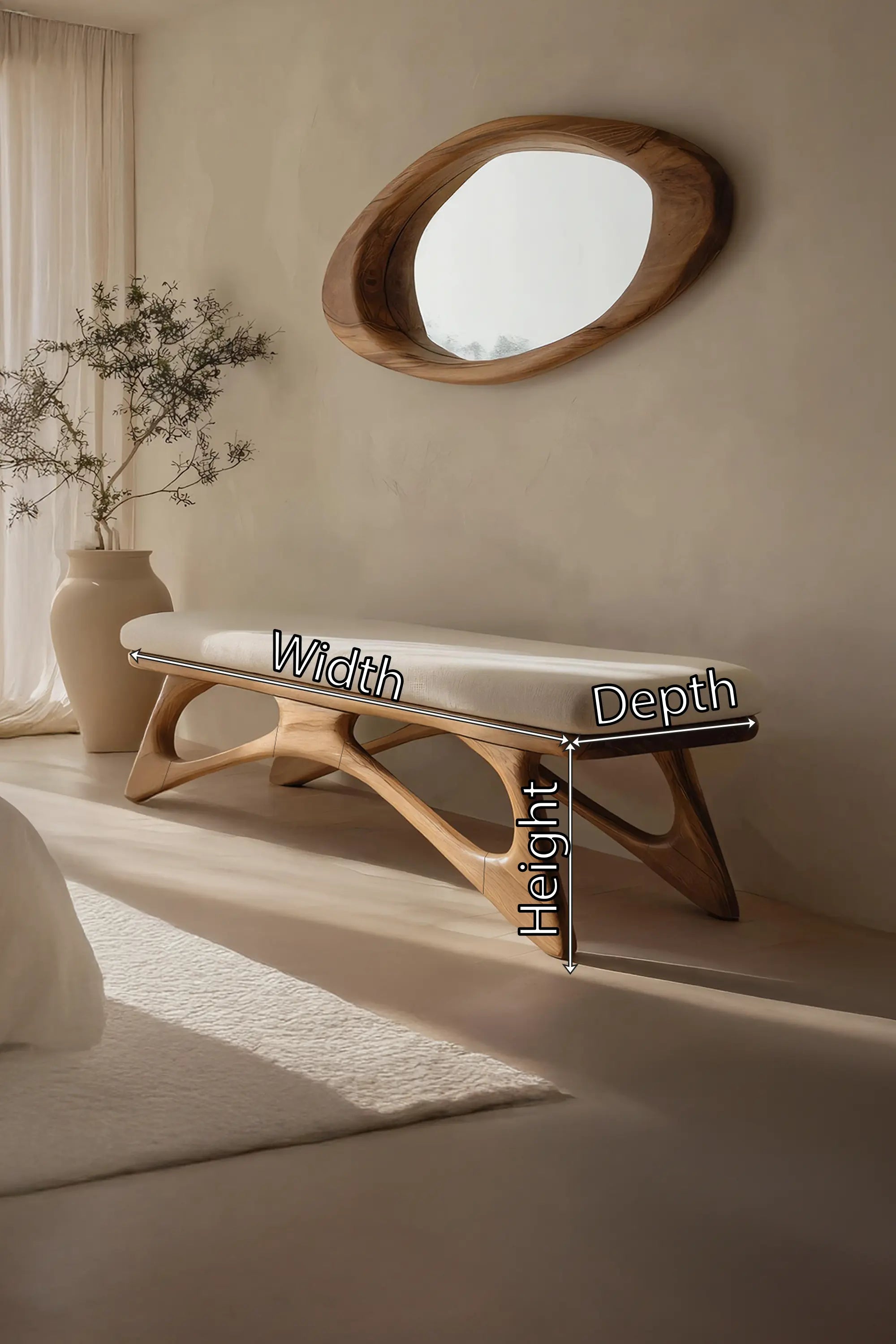 Modern Flowing Wood Bench For Furniture Accent - view 7 of 7